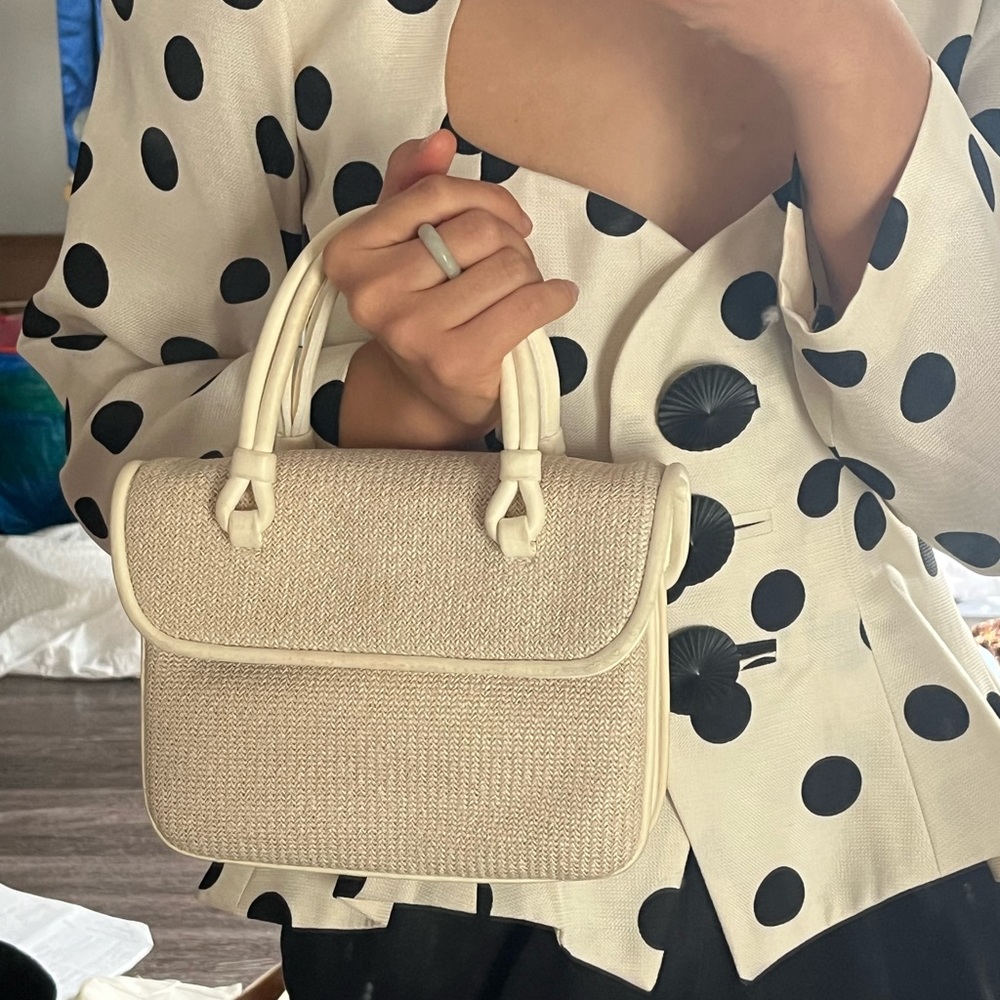 SOLDSOLDSOLDMaryam Nassir Zadeh Lune bag in cream leather and fabric - Picture 5 of 16
